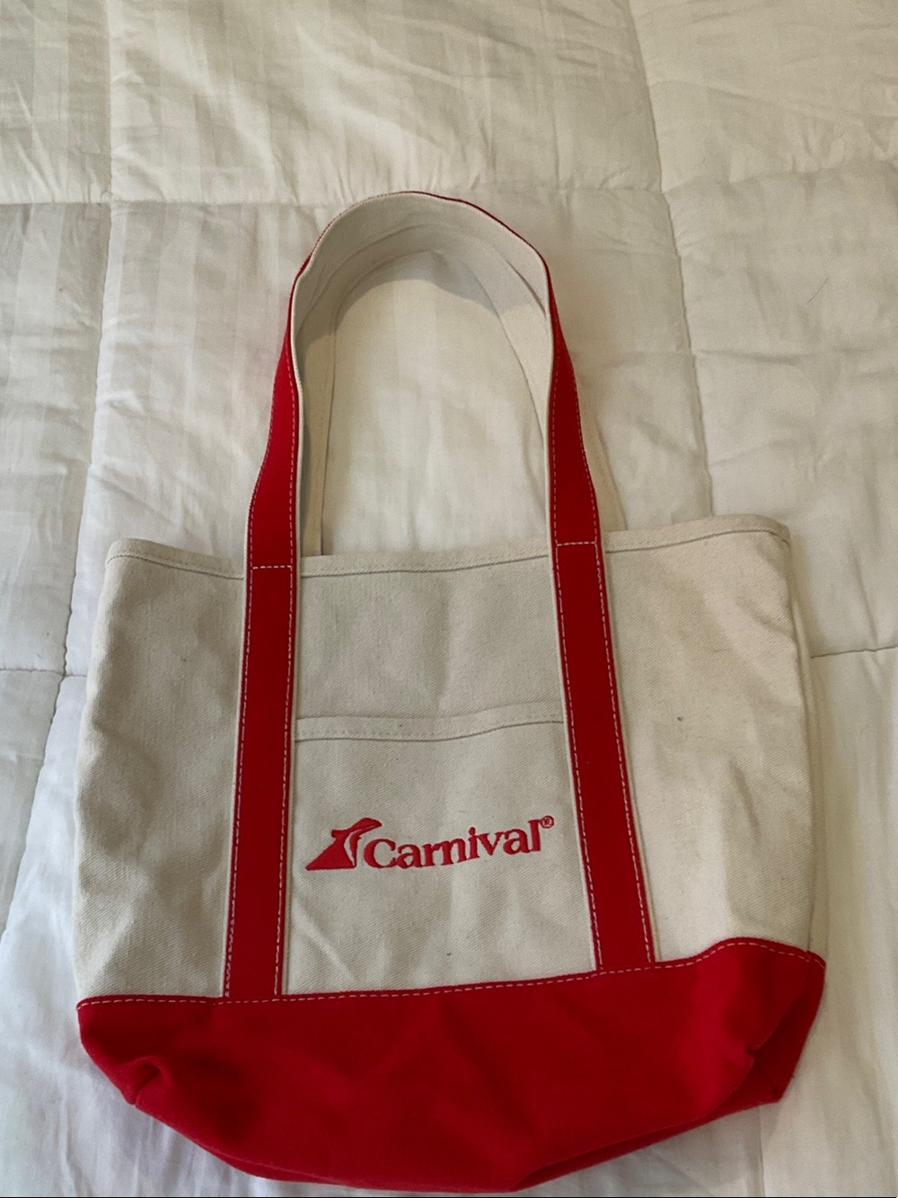 Red & Cream Carnival Cruise Canvas Tote Bag